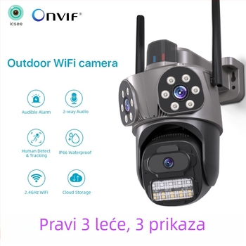 icsee Domska kamera s tri objektiva i tri prikaza – HD bežični Wi-Fi nadzor za dom