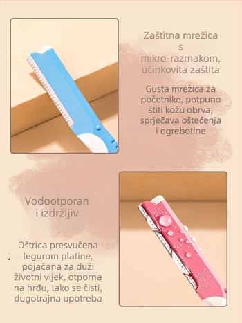 Nož za obrve s nehrđajućom čeličnom oštricom i zaštitnom mrežom, kozmetički alat za početnike