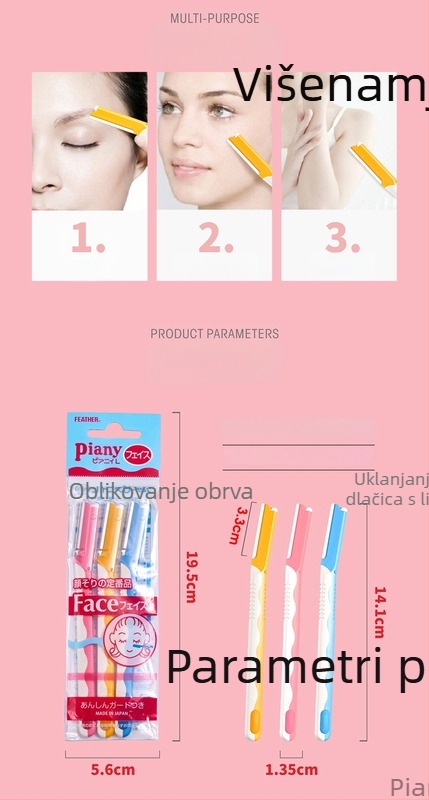 Nož za obrve s nehrđajućom čeličnom oštricom i zaštitnom mrežom, kozmetički alat za početnike