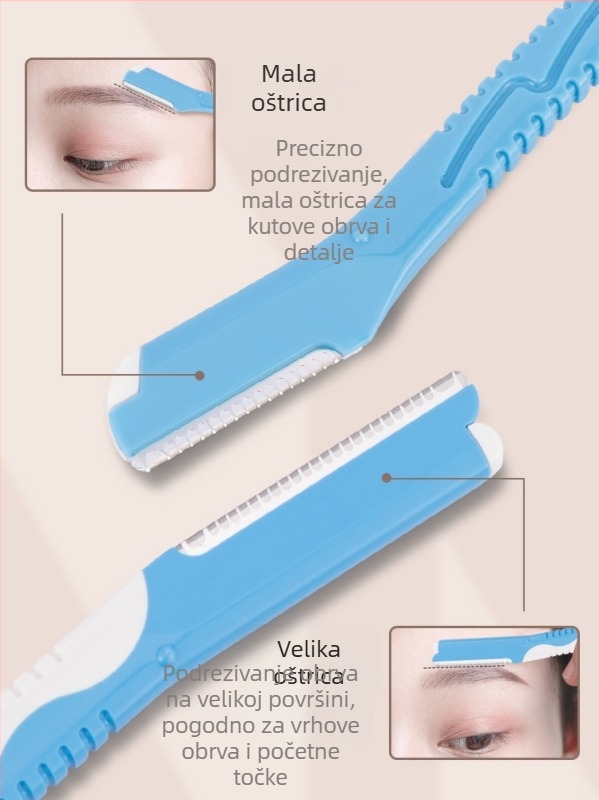 Nož za obrve s nehrđajućom čeličnom oštricom i zaštitnom mrežom, kozmetički alat za početnike