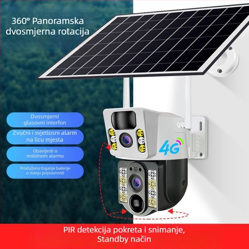 Solarna vanjska 4G kamera s niskom potrošnjom energije, vodootporna bežična kamera za nadzor u punim bojama uz daljinsko praćenje