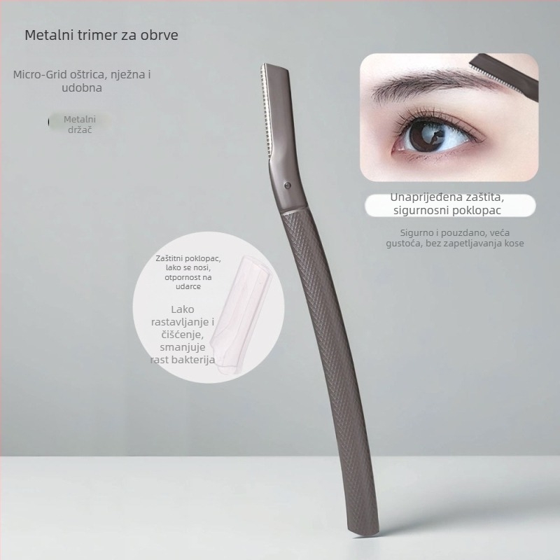 Kvalitetan set za obrve od nehrđajućeg čelika, 4-dijelni set: britvica za obrve, pinceta i škarice za obrve; sigurno za početnike