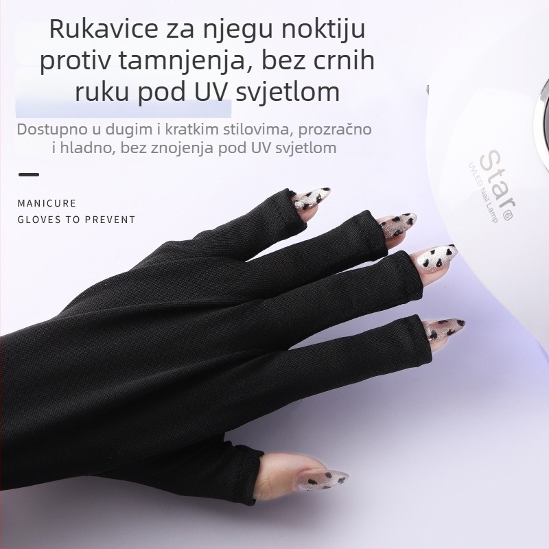 Rukavice za manikuru bez prstiju od gume, UV zaštita, za UV lampu za sušenje noktiju, jedan komad