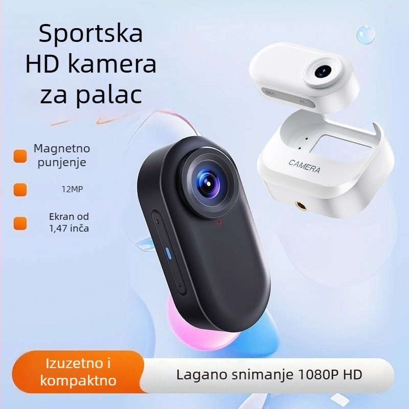 Sportska kamera za prst s magnetskim punjenjem, HD zapis tijekom vožnje, spremanje na TF kartici, 1-inčni LCD zaslon