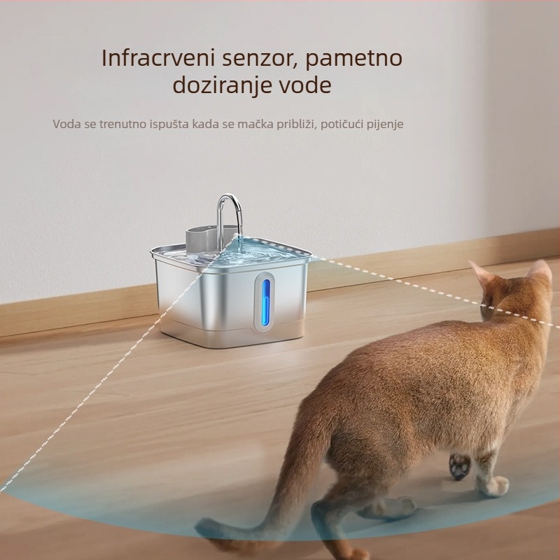 3L Nehrđajući čelični pametni Dispenser za vodu za kućne ljubimce s IR senzorom, automatsko napajanje za mačke i pse, odvojiv