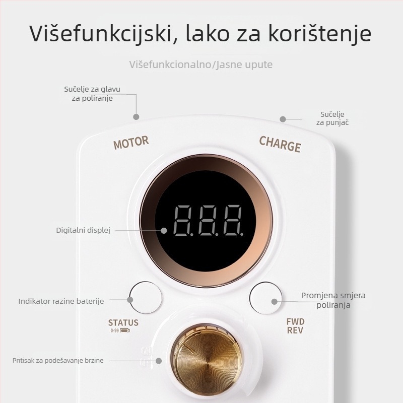 Friz za nokte visokih brzina - profesionalni alat za uklanjanje mrtve kože i poliranje noktiju, 35000 rpm, kućište od plastike i nehrđajućeg čelika, 20 komada u kutiji