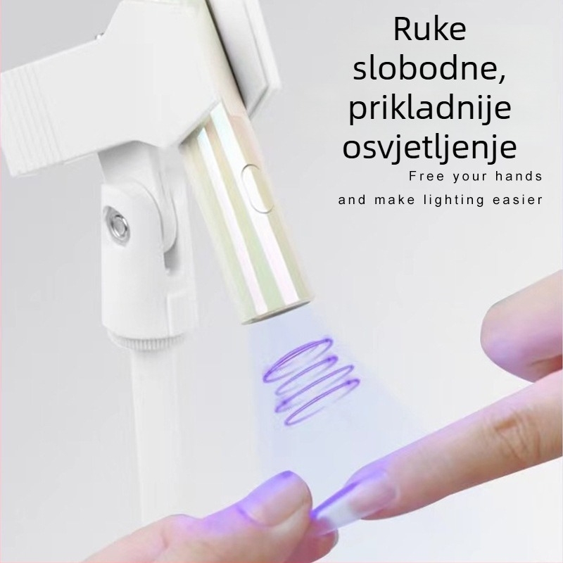 Ručna lampa za nokte s dvostrukim pretincom za kartice i klipom za naljepnice za nokte — 1 kom