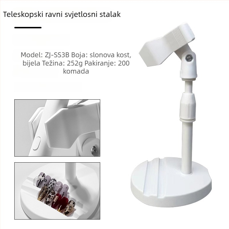 Ručna lampa za nokte s dvostrukim pretincom za kartice i klipom za naljepnice za nokte — 1 kom