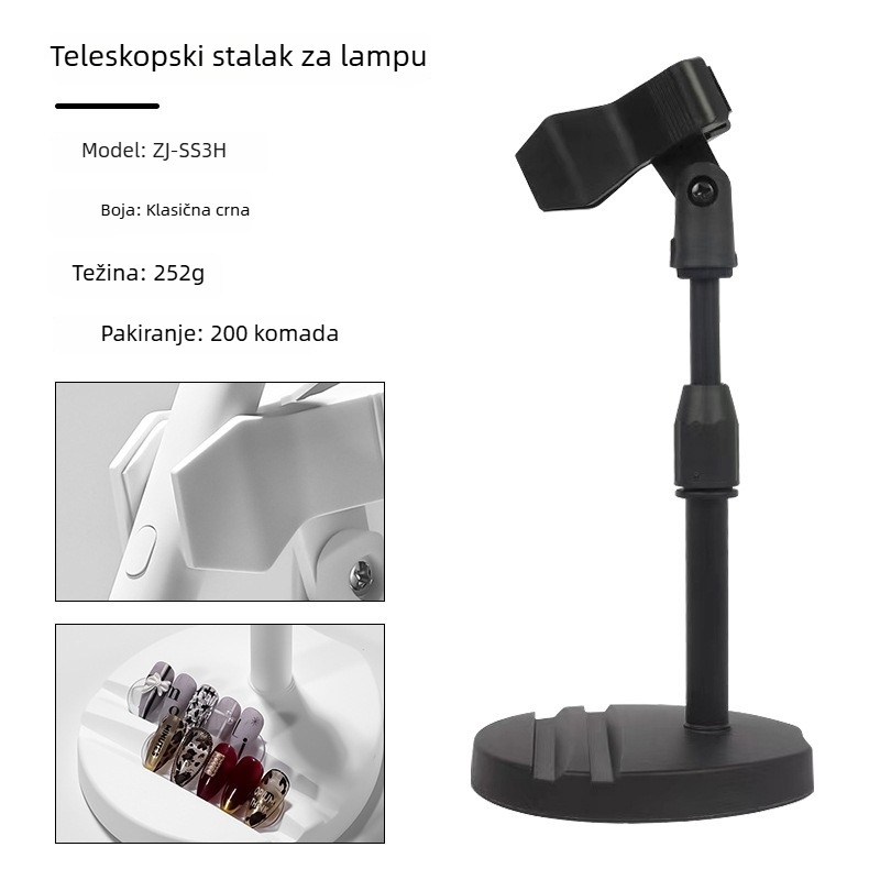 Ručna lampa za nokte s dvostrukim pretincom za kartice i klipom za naljepnice za nokte — 1 kom