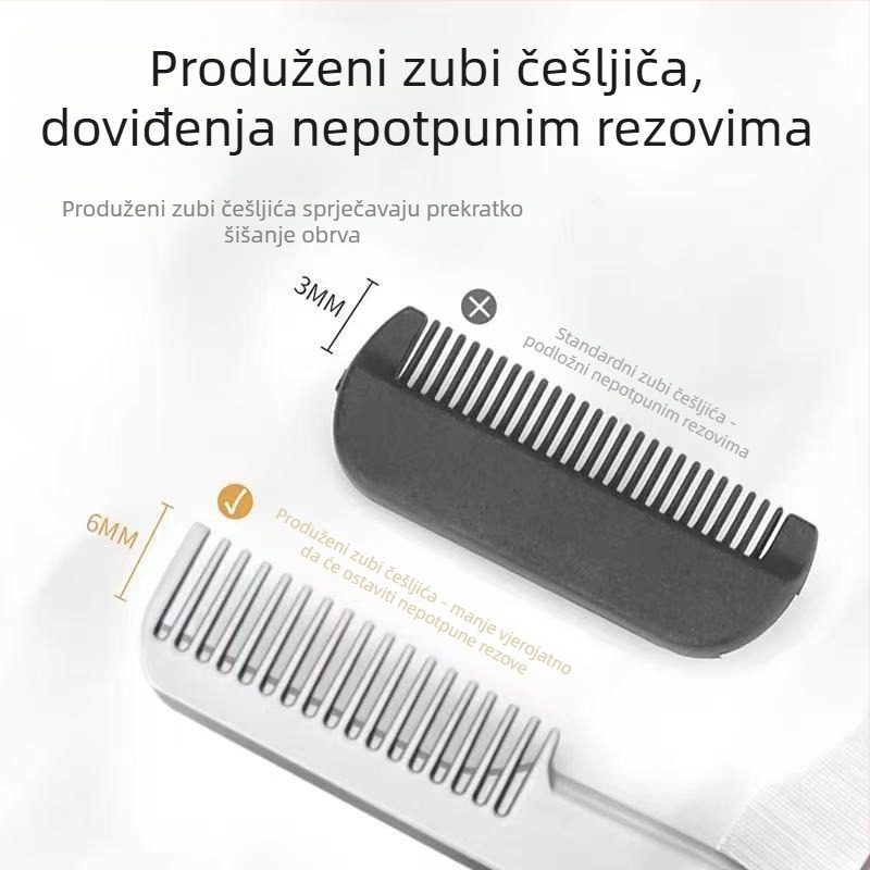 Škare za obrve s češljem — dvostruke funkcije, nehrđajući čelik, otporno na ogrebotine, 35,7 g