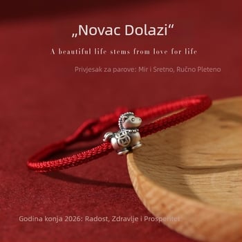 Narukvica od užeta, Zodijak Konj, ručno pletena, zima 2025