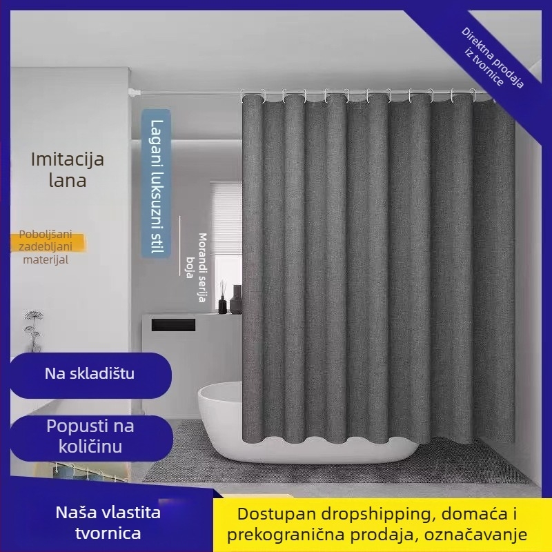 Debeli vodootporni set zavjesa za kupaonicu s magnetskim pričvršćivanjem za pregradu WC-a, vrata i prozor