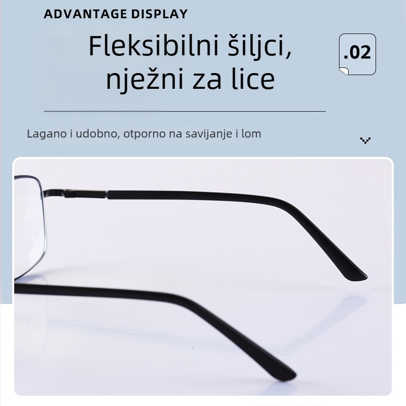 Naočale za čitanje s zaštitom od plave svjetlosti, metalni okvir s punim okvirom, za odrasle s kvadratičnim oblikom lica, izlaz zima 2024.