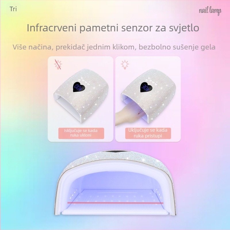 BY60 Lampa za nokte, 220W, prijenosna, s dvostrukim izvorom svjetla, brzo sušenje