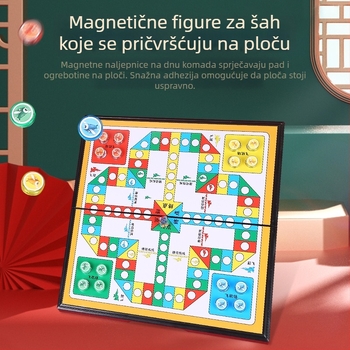 Magnetsko leteće šahovsko igranje – velika prijenosna sklopiva ploča, gravurni otisak na površini, magnetske figure, edukativna igra za djecu 7–14 godina