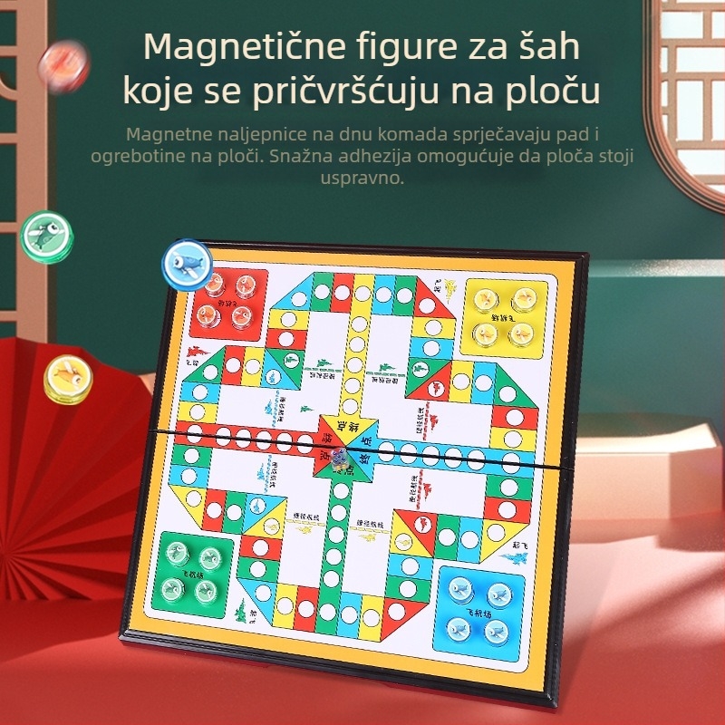 Magnetsko leteće šahovsko igranje – velika prijenosna sklopiva ploča, gravurni otisak na površini, magnetske figure, edukativna igra za djecu 7–14 godina