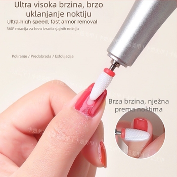 Bežični profesionalni pilnik za nokte s hlađenjem tehnologijom, prijenosni alat za poliranje noktiju i uklanjanje mrtve kože, s izmjenjivim glavama za brušenje