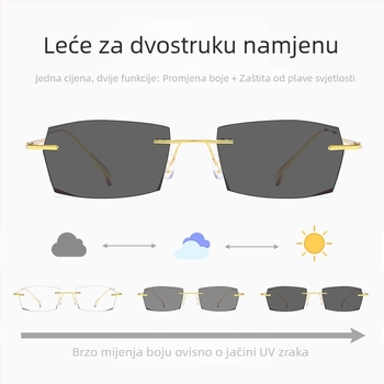 2022 nove naočale za čitanje bez okvira, zaštita od plavog svjetla, s dijamantnim ukrasima, leće koje mijenjaju boju, unisex