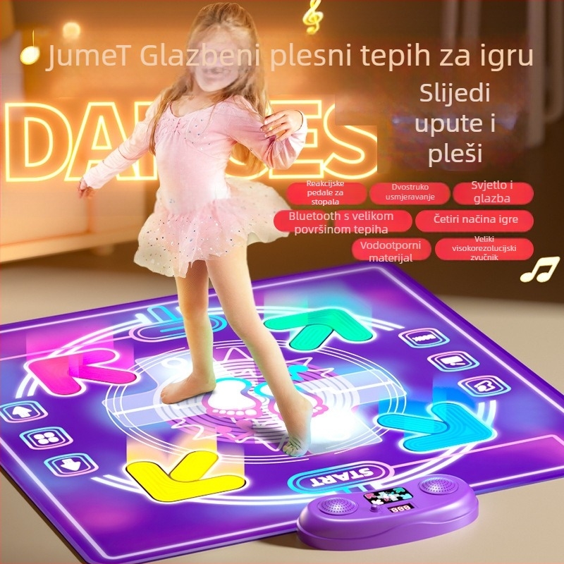 Dječji glazbeni plesni tepih — sklopivi, interaktivna igra, od plastike, za uzrast 7–14 godina