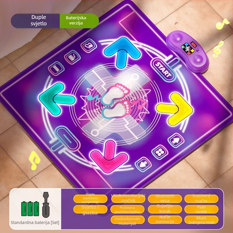 Dječji glazbeni plesni tepih — sklopivi, interaktivna igra, od plastike, za uzrast 7–14 godina