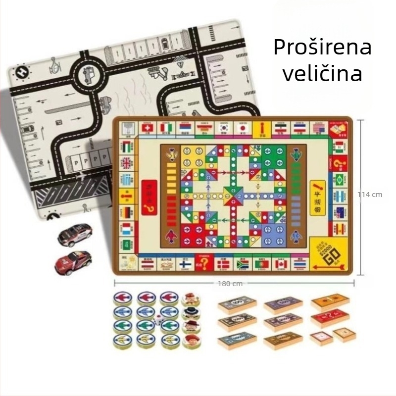 Veliko dvostrano leteće šah Monopoly, tri u jednom za djecu, edukativna igra za roditelje i djecu, tepih za igru i penjanje