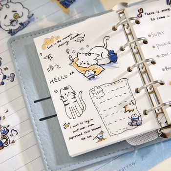 Crtić stil set naljepnica za dnevnik: mačke i psi u kišnim čizmama, DIY dekorativne naljepnice