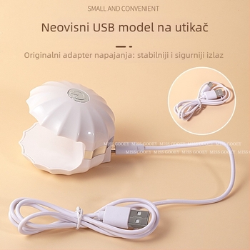 Mini lampica za nokte u obliku školjke, punjiva LED lampa za gel lak, brzo sušenje, 18W, visoka snaga