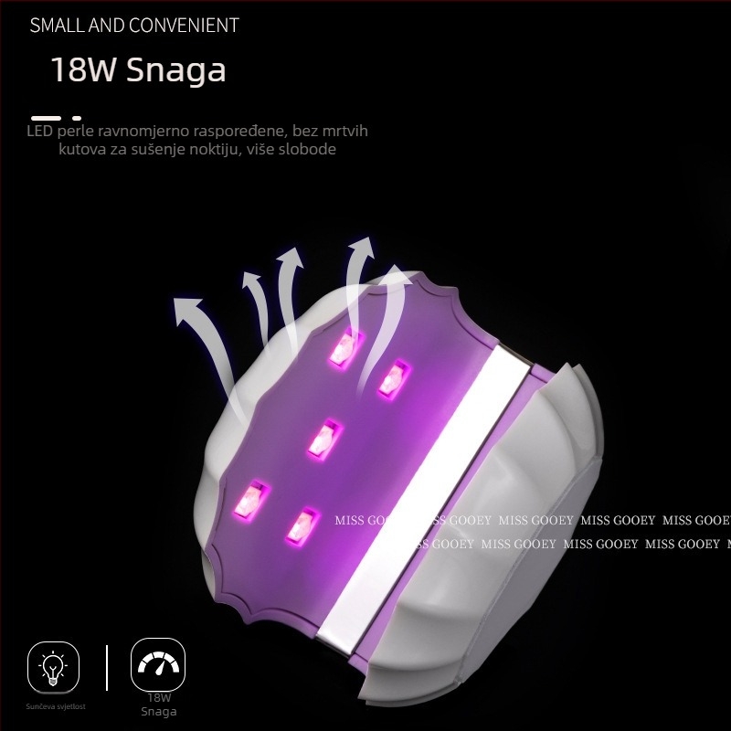 Mini lampica za nokte u obliku školjke, punjiva LED lampa za gel lak, brzo sušenje, 18W, visoka snaga