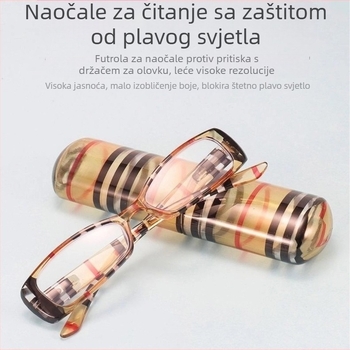 Naočale za čitanje s držačem za olovku, klasičan karirani dizajn, unisex, prijenosne i sklopive