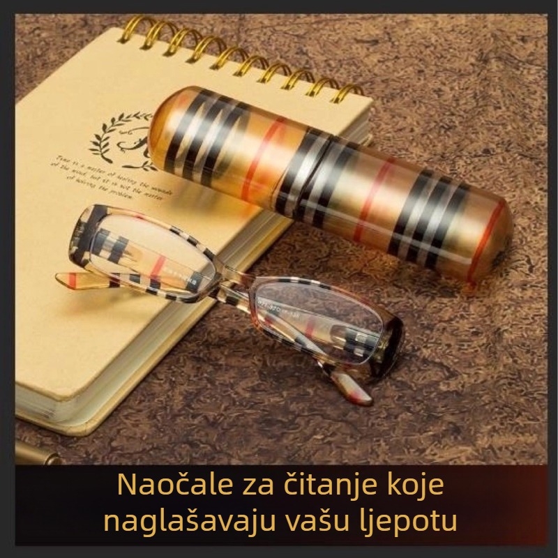 Naočale za čitanje s držačem za olovku, klasičan karirani dizajn, unisex, prijenosne i sklopive