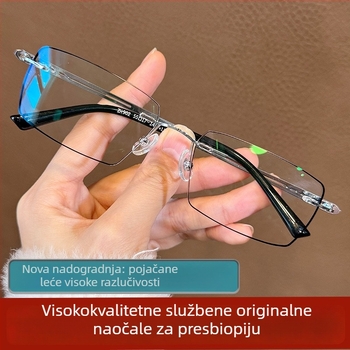 Naočale za čitanje bez okvira s zaštitom od plave svjetlosti za muškarce srednje dobi i starije, smanjuju umor, visoke kvalitete, jasno čitanje teksta