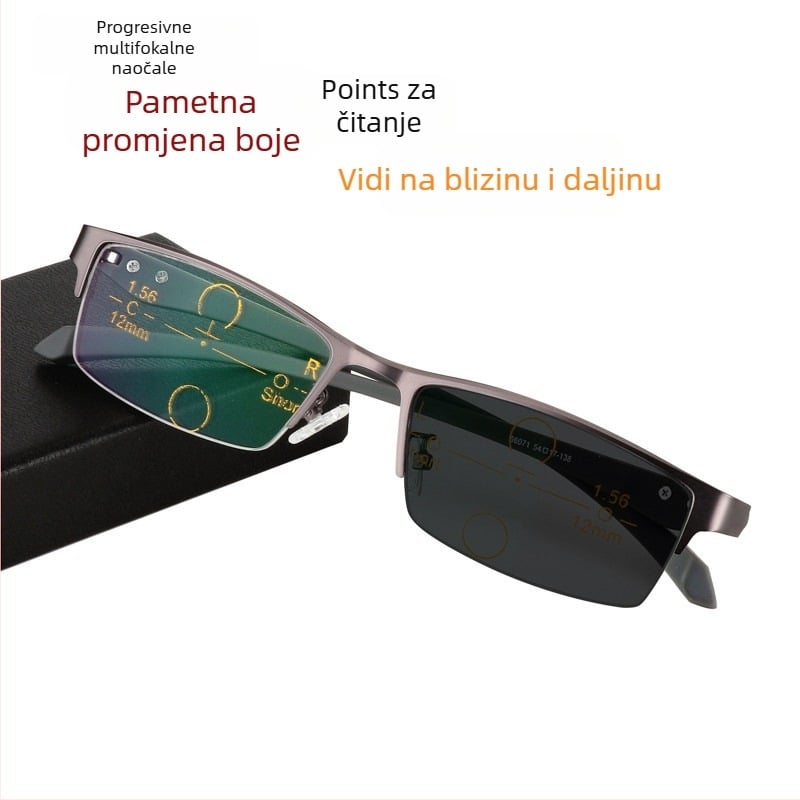 Naočale za čitanje s metalnim okvirom, polu-okvir dizajn, elegantne, unisex, model 6JB