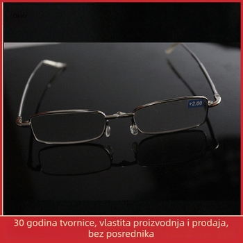 Naočale za čitanje s otpornošću HD zaštitom očiju, sklopivi metalni okvir, potpuno okviri, podrška za bliže gledanje