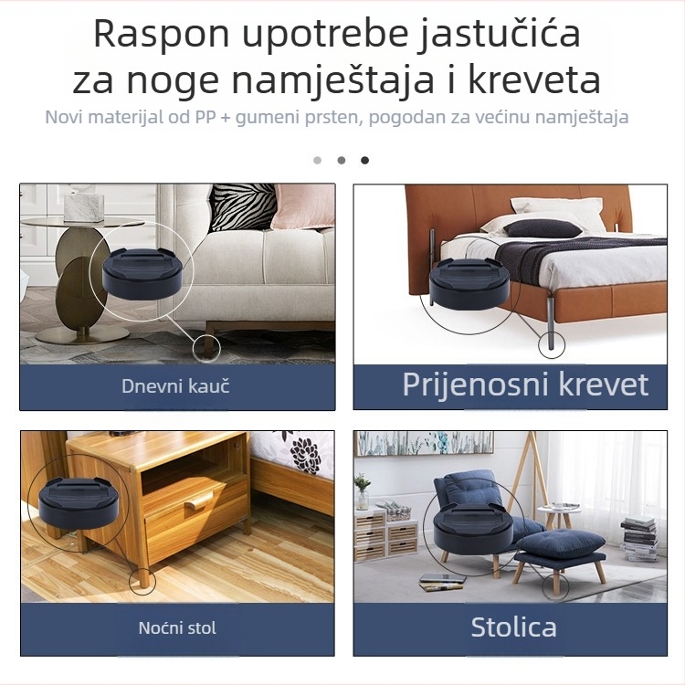 Podložak za nogu namještaja s podesivom visinom, protuklizna od sjajnog PP-a, injekcijsko oblikovanje, moderan stil