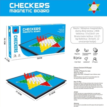 Bear Card Magnetska sklopiva igra šah i dama, Materijal HIPS, Edukativna igra za razvoj kognitivnih sposobnosti