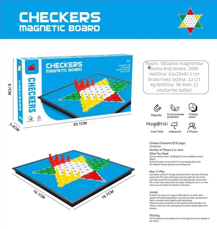 Bear Card Magnetska sklopiva igra šah i dama, Materijal HIPS, Edukativna igra za razvoj kognitivnih sposobnosti