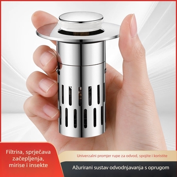 Zatka za odvodnu vodu umivaonika s pritiskom – nehrđajući čelik, filtr, američki standard