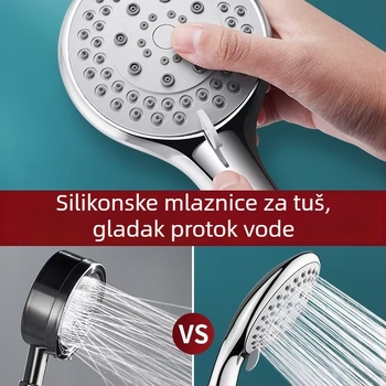 Ručni set tuša s višefunkcijskom glavom – načini raspršivanja, masaža i kiša, plastični kupaonski dodatak