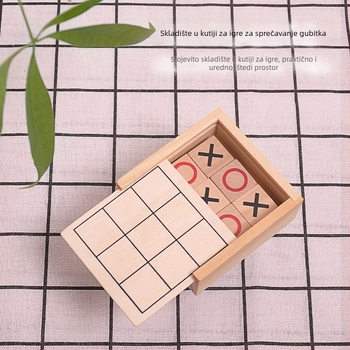 Drvena XO tic-tac-toe društvena igra za djecu, edukativna stolna igra za uzrast 4–14 godina, logička vježba, interaktivna