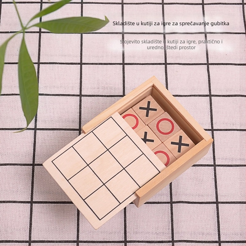 Drvena XO tic-tac-toe društvena igra za djecu, edukativna stolna igra za uzrast 4–14 godina, logička vježba, interaktivna