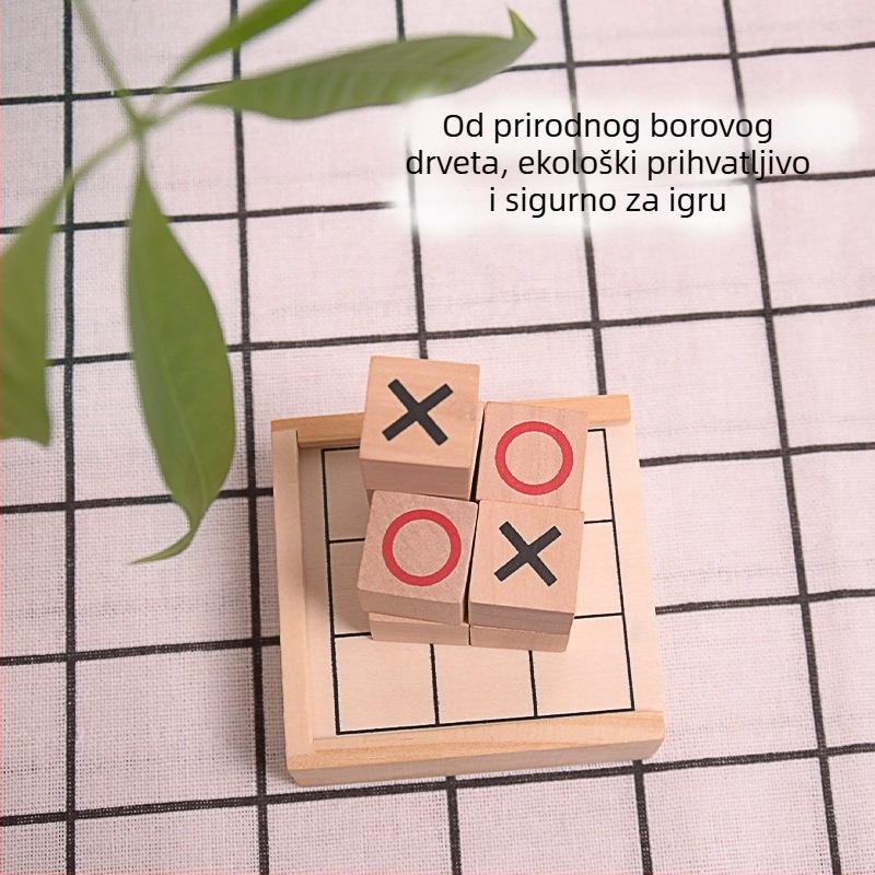 Drvena XO tic-tac-toe društvena igra za djecu, edukativna stolna igra za uzrast 4–14 godina, logička vježba, interaktivna