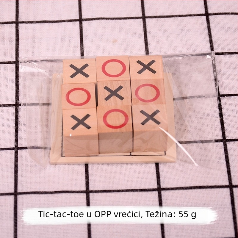 Drvena XO tic-tac-toe društvena igra za djecu, edukativna stolna igra za uzrast 4–14 godina, logička vježba, interaktivna