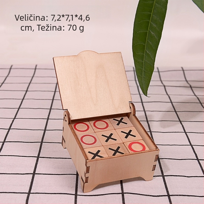 Drvena XO tic-tac-toe društvena igra za djecu, edukativna stolna igra za uzrast 4–14 godina, logička vježba, interaktivna