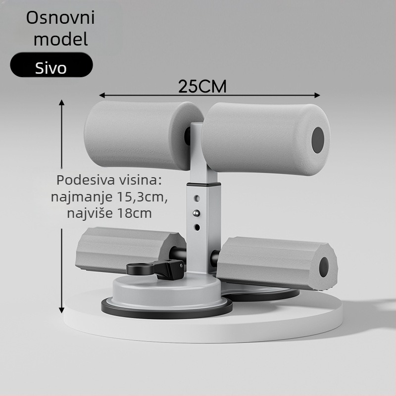 Sit-up pomoćnik s držačem za telefon, unutarnji uređaj za vježbanje trbušnjaka s usisnom čašom i šestostrukim okvirom, za ured i dom, težina 980 g