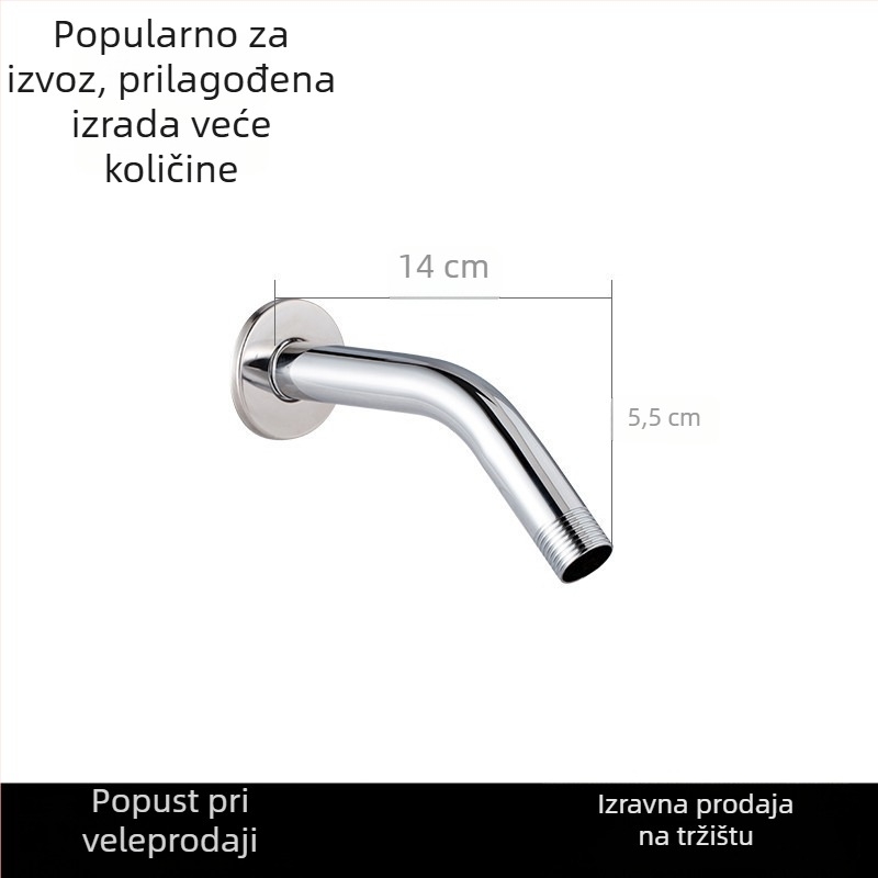 Zakrivljeni tuš-arm, skrivena ugradnja u zid, od nehrđajućeg čelika, elektroplatirano, moderan minimalistički stil