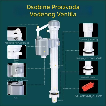 Ventil punjenja spremnika vode za WC (Materijal: Plastika; Način povezivanja: Navojno spajanje; Način obrade: Ubrizgavanje plastike; Stil: Moderna jednostavnost; Certifikacija: Ne)