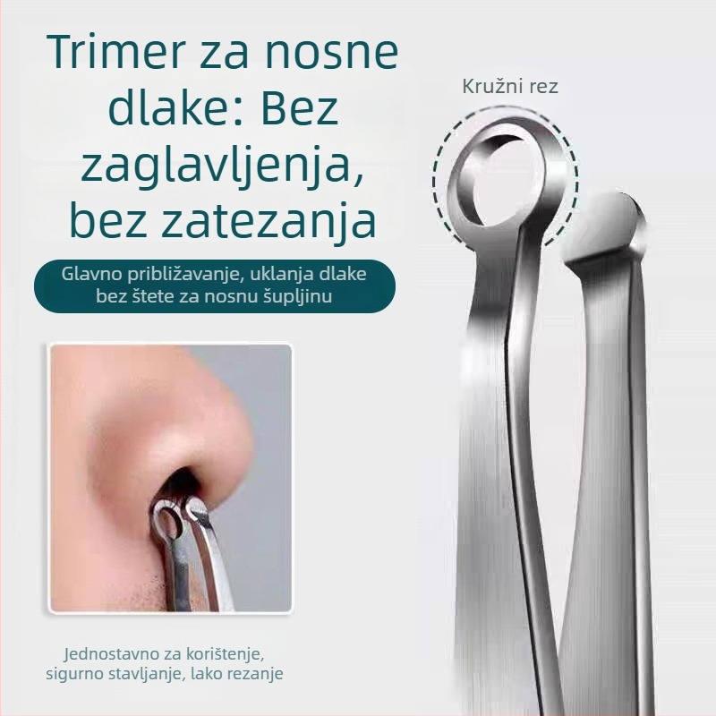 Ručni trimer za nos – nehrđajući čelik, okrugla glava, za nosne dlačice i obrve