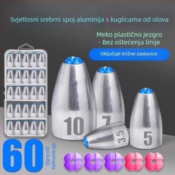 Kugličasta utega za Carolina Rig, šuplje jezgro s plastičnim jezgrom, dugo bacanje, protiv zapinjanja, karbonska čelika