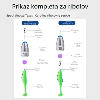 Kugličasta utega za Carolina Rig, šuplje jezgro s plastičnim jezgrom, dugo bacanje, protiv zapinjanja, karbonska čelika