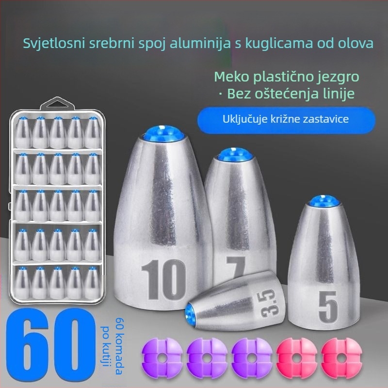 Kugličasta utega za Carolina Rig, šuplje jezgro s plastičnim jezgrom, dugo bacanje, protiv zapinjanja, karbonska čelika